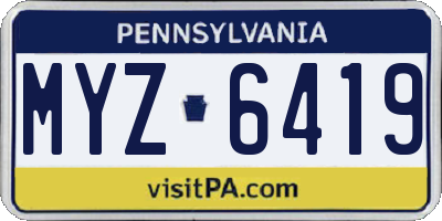 PA license plate MYZ6419