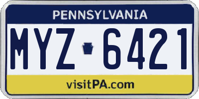 PA license plate MYZ6421