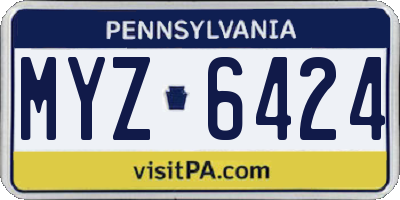 PA license plate MYZ6424