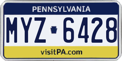 PA license plate MYZ6428
