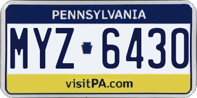 PA license plate MYZ6430