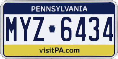 PA license plate MYZ6434