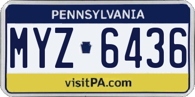 PA license plate MYZ6436