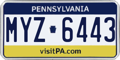 PA license plate MYZ6443