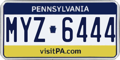 PA license plate MYZ6444