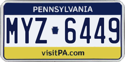 PA license plate MYZ6449