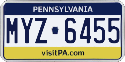 PA license plate MYZ6455