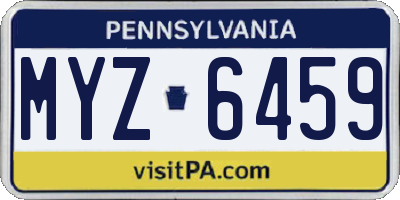 PA license plate MYZ6459