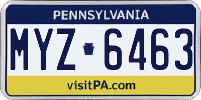 PA license plate MYZ6463