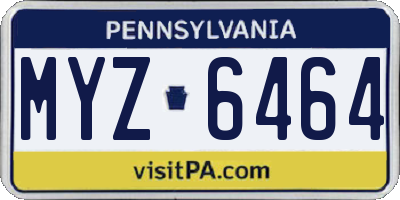 PA license plate MYZ6464