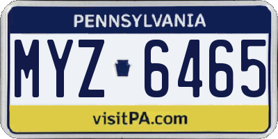 PA license plate MYZ6465