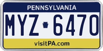 PA license plate MYZ6470