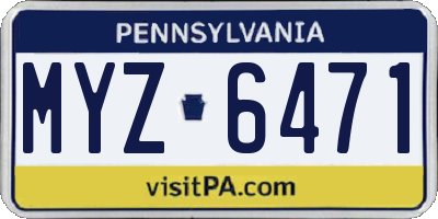 PA license plate MYZ6471