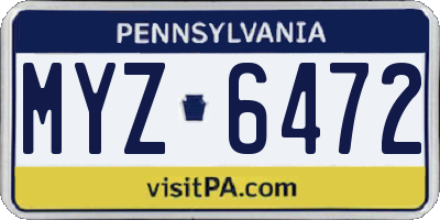 PA license plate MYZ6472