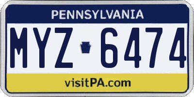 PA license plate MYZ6474