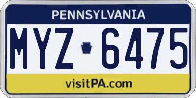 PA license plate MYZ6475
