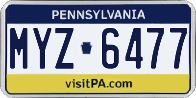 PA license plate MYZ6477