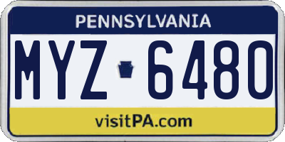 PA license plate MYZ6480