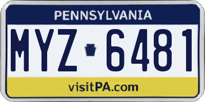 PA license plate MYZ6481
