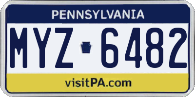 PA license plate MYZ6482