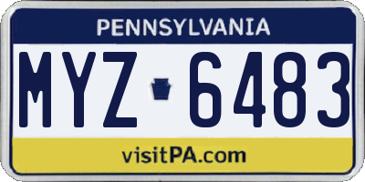PA license plate MYZ6483