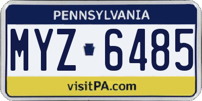 PA license plate MYZ6485