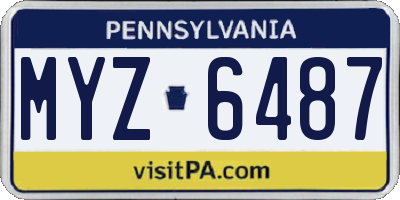 PA license plate MYZ6487