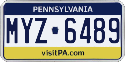 PA license plate MYZ6489