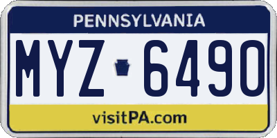 PA license plate MYZ6490