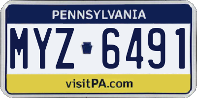 PA license plate MYZ6491