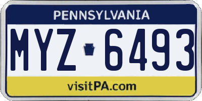 PA license plate MYZ6493