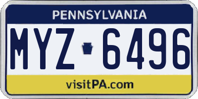 PA license plate MYZ6496
