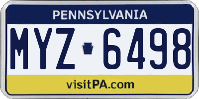 PA license plate MYZ6498