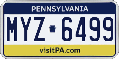 PA license plate MYZ6499