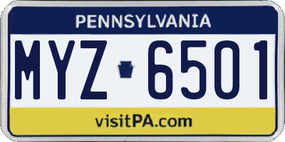 PA license plate MYZ6501