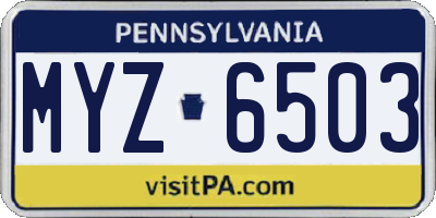PA license plate MYZ6503