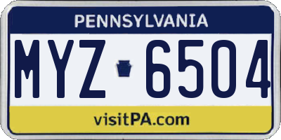 PA license plate MYZ6504