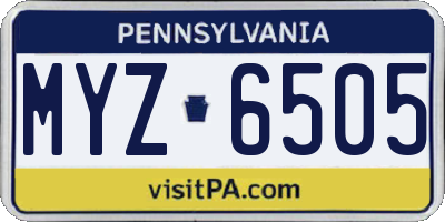 PA license plate MYZ6505
