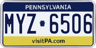 PA license plate MYZ6506