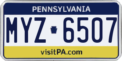 PA license plate MYZ6507