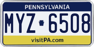 PA license plate MYZ6508