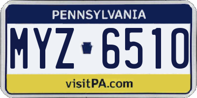 PA license plate MYZ6510