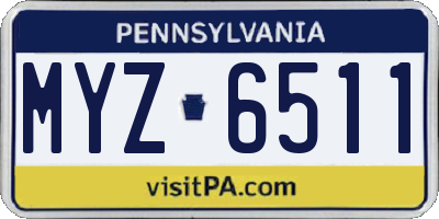 PA license plate MYZ6511