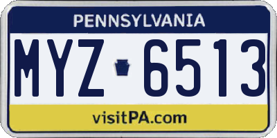 PA license plate MYZ6513