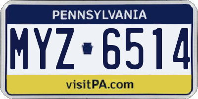 PA license plate MYZ6514