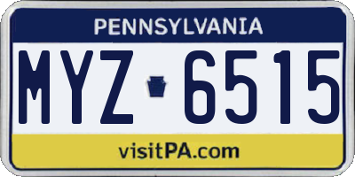 PA license plate MYZ6515