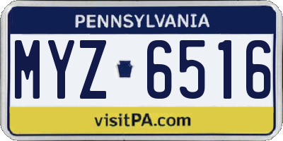PA license plate MYZ6516
