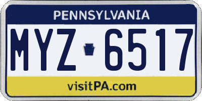 PA license plate MYZ6517