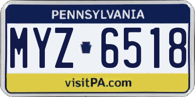 PA license plate MYZ6518