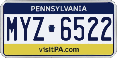 PA license plate MYZ6522